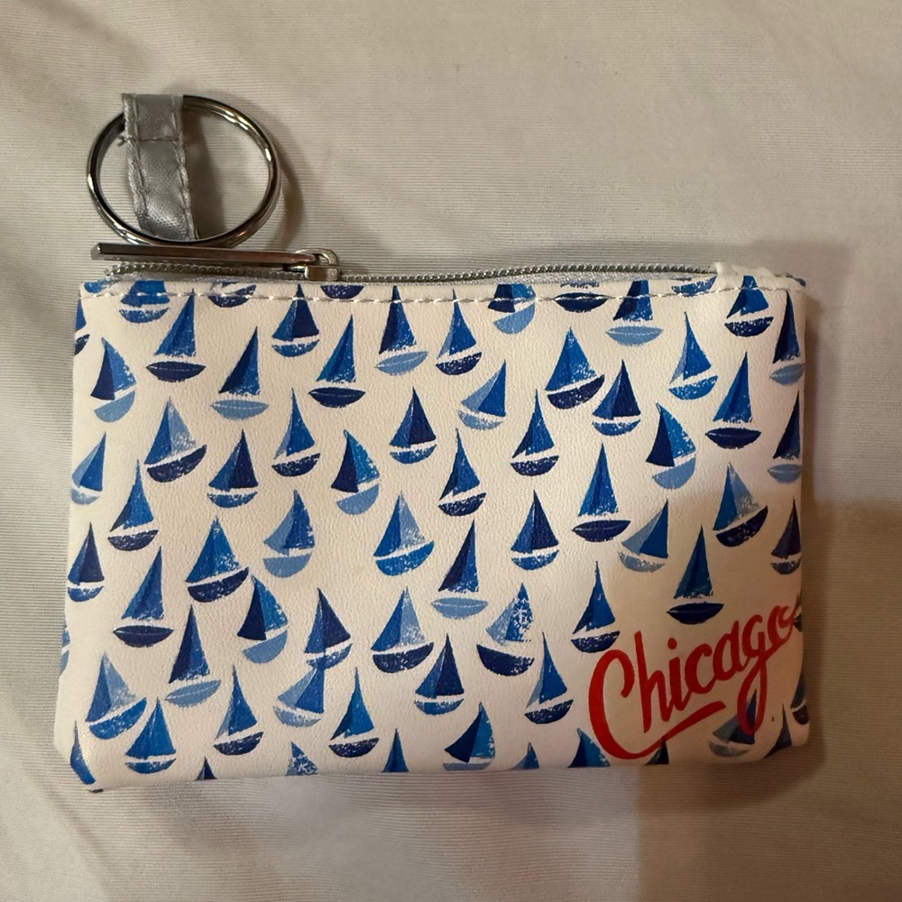 Too Tiny For Me. Starbucks White and Blue Chicago Sailboat Coin Pouch